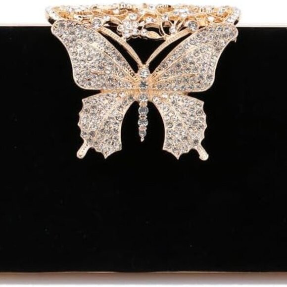 Butterfly Evening Clutch Women PU Leather Crossbody Bag for Parties Weddings - Picture 1 of 7